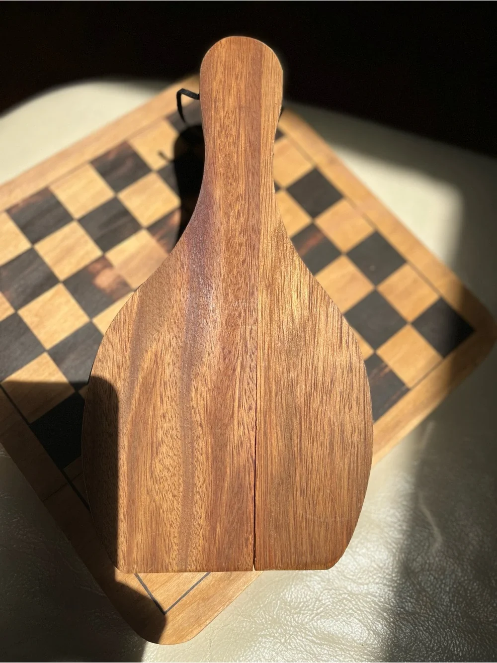 Vintage Wood Cheese Board- Wall Hanging with Delft-Style Tile
